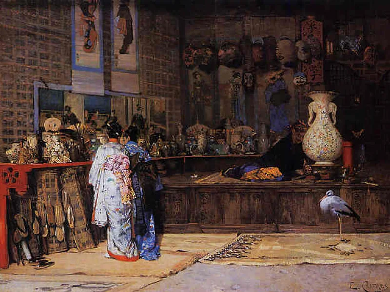 1838-Édouard Castres - Al mercato giapponese